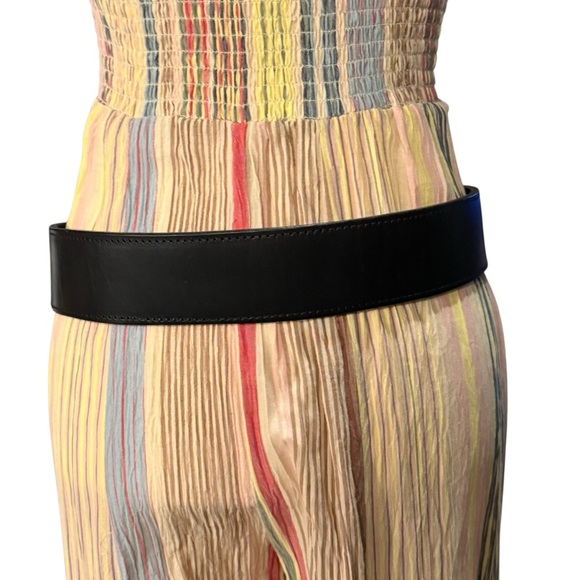 Handcrafted Wide Black Full Grain Leather Belt with Silver Buckle Size 32 - Picture 5 of 10